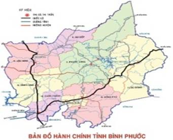Compilation of district-level administrative units in Binh Phuoc province, Vietnam